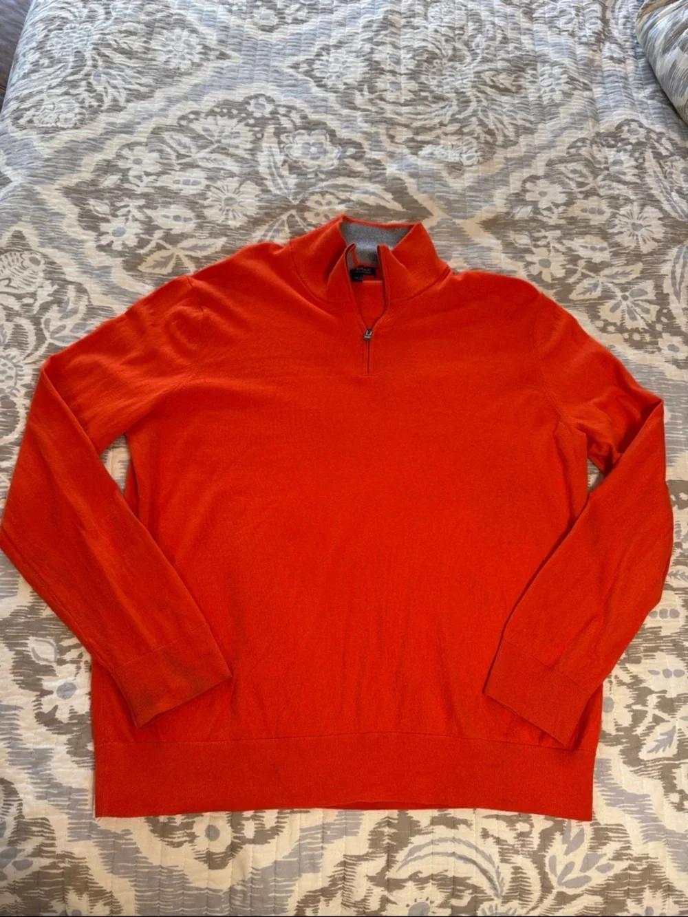 Banana Republic Men's Bright Orange Quarter-Zip Sweater; size XL